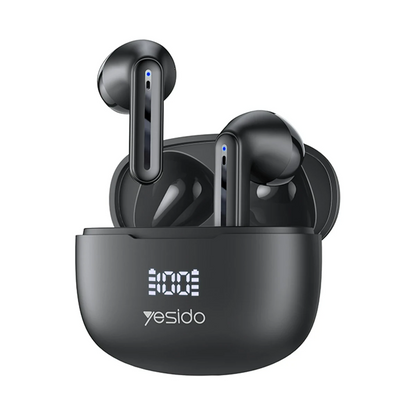 Yesido TWS19 Aktif Gürültü Engelleyici Özellikli Dijital Şarj Göstergeli BT 5.3 Kablosuz Airpods Kulaklık - Siyah