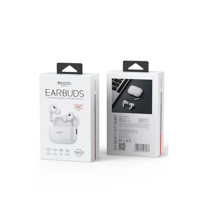 Yesido TWS27 Aktif Gürültü Engelleyici Özellikli BT 5.2 Kablosuz Airpods Kulaklık - Beyaz