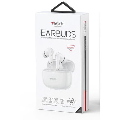 Yesido TWS28 Aktif Gürültü Engelleyici Özellikli BT 5.3 Kablosuz Airpods Kulaklık - Beyaz