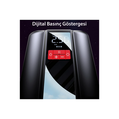 Yesido VC04 Çok Fonksiyonlu Dijital Göstergeli 4.000 mAh Bataryalı Kablosuz Hava Kompresörü - Siyah