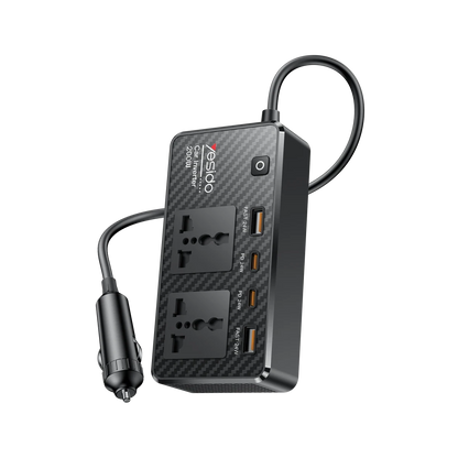 Yesido VC07 200W AC 220V Çıkışlı PD Destekli 4 Portlu Araç İçi Güç Dönüştürücü - Siyah