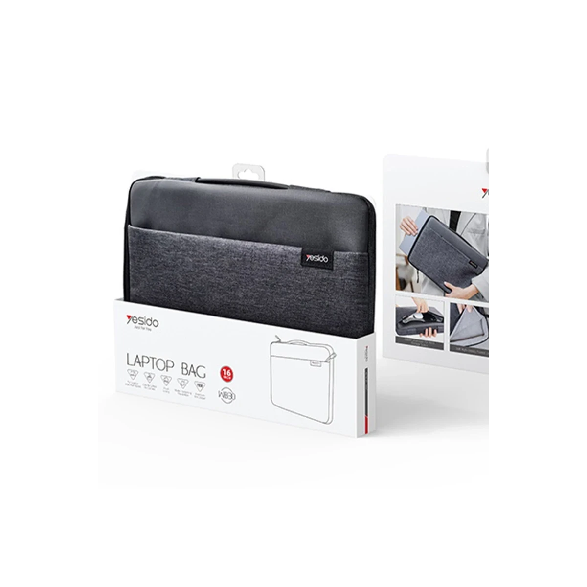 Yesido WB30 Polyester 600D Kumaşlı 16 inç Laptop Çantası - Gri