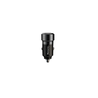 Yesido Y55 1 Adet 30W Usb / 1 Adet 30W Type-C ve 60W Type-C to Type-C Kablolu PD Hızlı Araç Şarj - Siyah