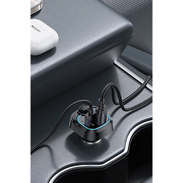 Yesido Y70 RGB 1 Adet 15W Type-C ve 1 Adet 15W USB Çıkışlı BT 5.3 FM Transmitter - Siyah