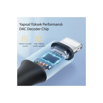 Yesido YAU35 Lightning to Aux Kablo 1M - Siyah