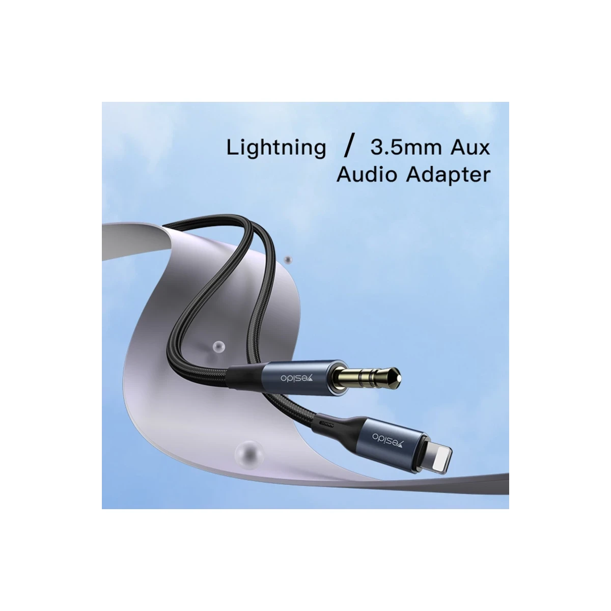 Yesido YAU35 Lightning to Aux Kablo 1M - Siyah