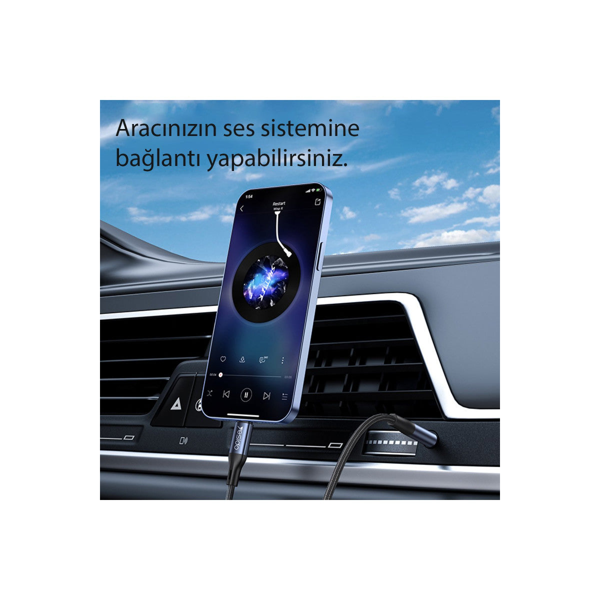 Yesido YAU35 Lightning to Aux Kablo 1M