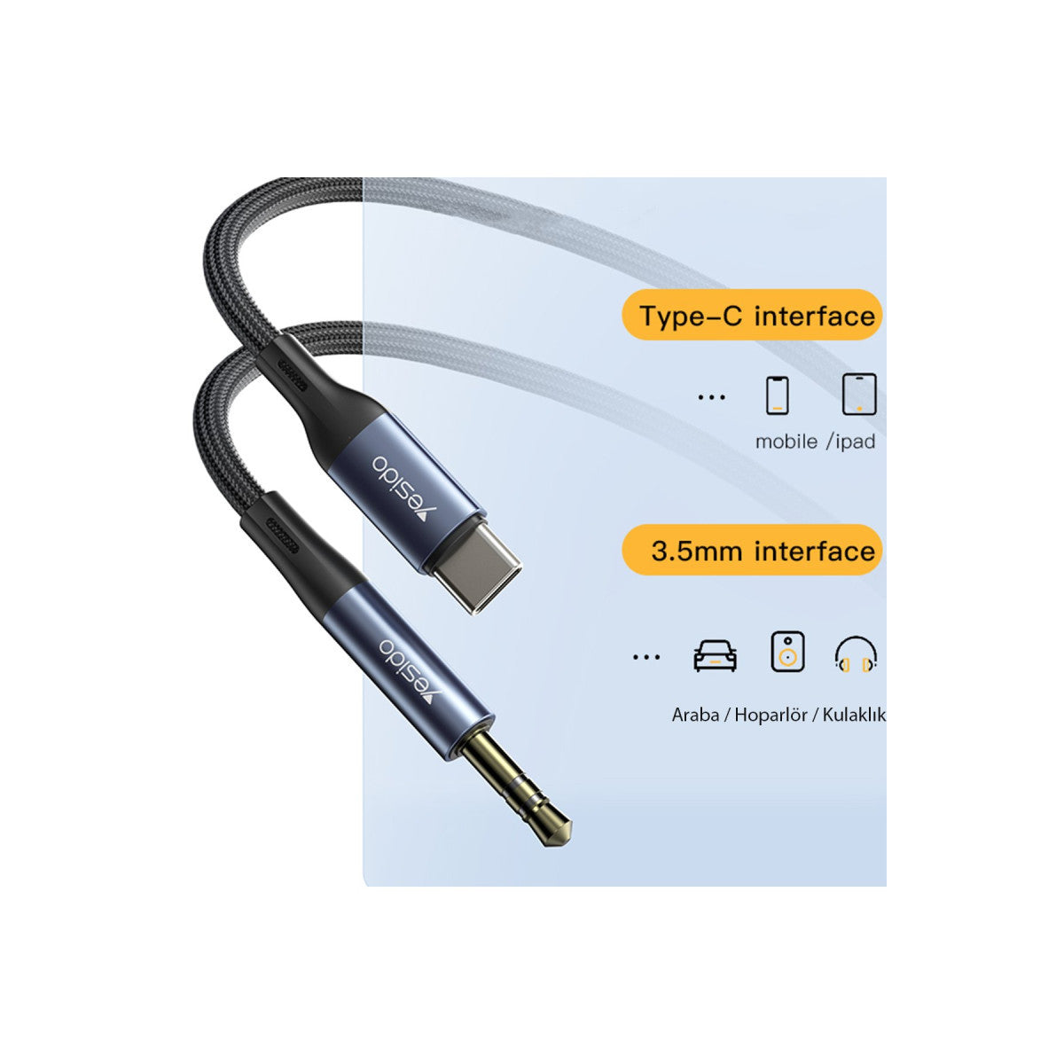 Yesido YAU36 Type-C to Aux Kablo 1M