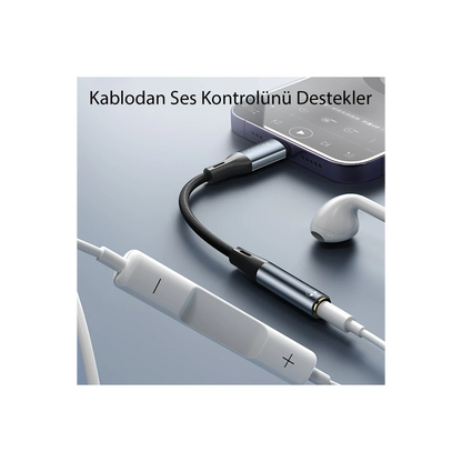 Yesido YAU37 Lightning to Aux Dönüştürücü - Siyah