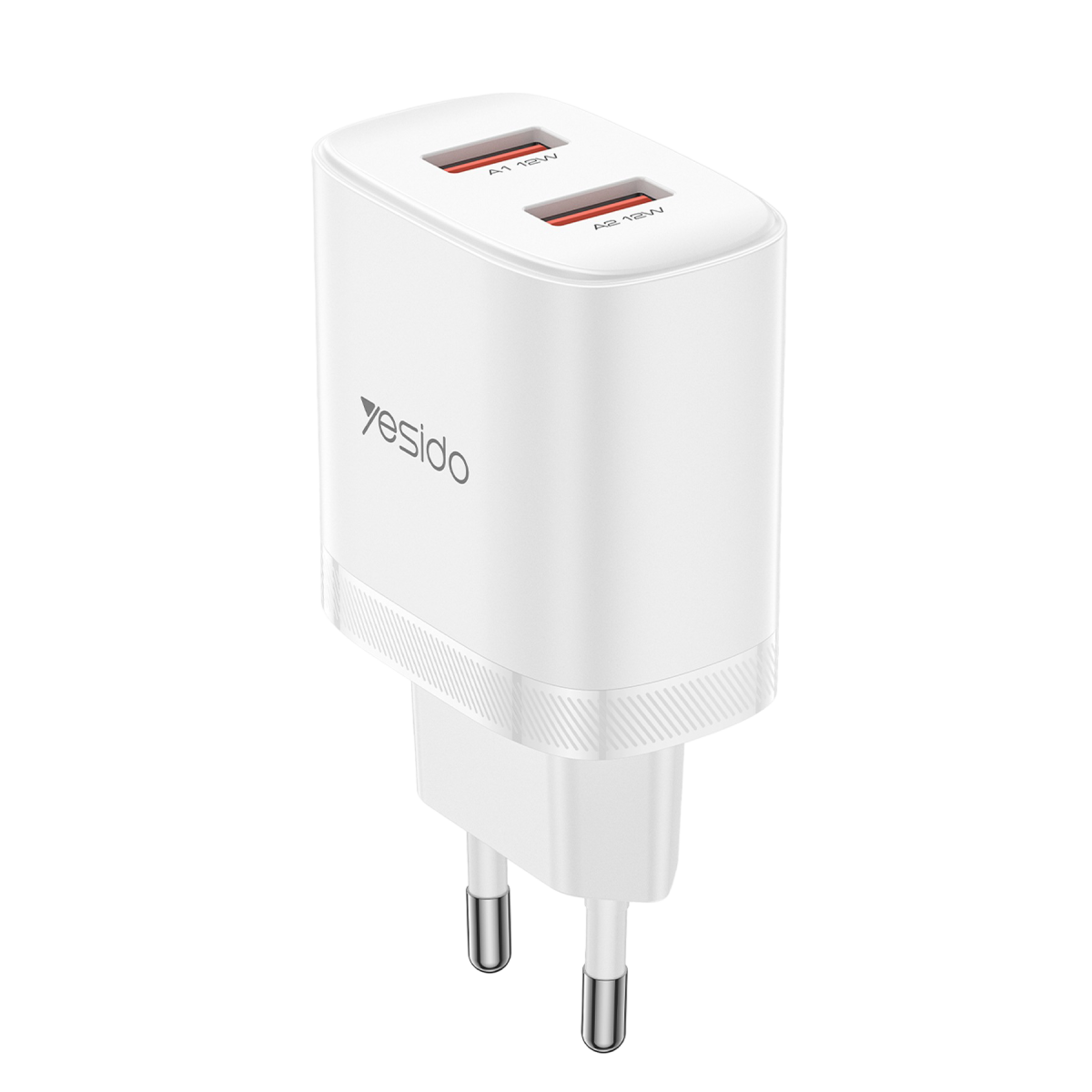 Yesido YC104 2.4A Çift USB-A Çıkışlı 1M USB-A to Type-C Kablolu Şarj Cihazı