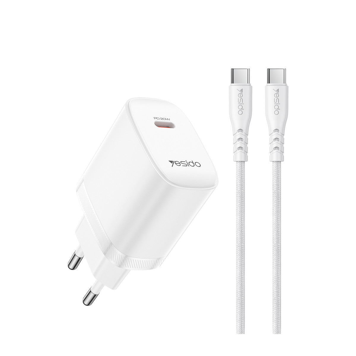 Yesido YC105 20W Type-C Çıkışlı 1M Type-C to Type-C Kablolu PD Hızlı Şarj Cihazı