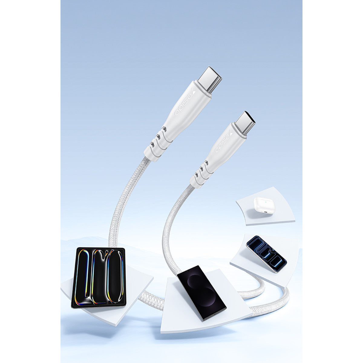 Yesido YC106 20W USB-A ve Type-C Çıkışlı Type-C to Type-C Kablolu PD Şarj Cihazı