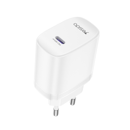 Yesido YC107 35W Type-C Çıkışlı 1M Type-C to Type-C Kablolu PD Hızlı Şarj Cihazı - Beyaz