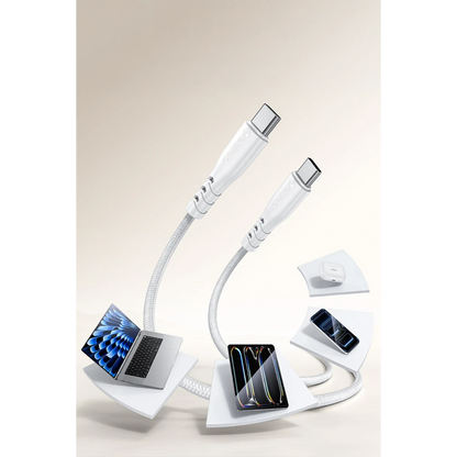 Yesido YC108 35W USB-A ve Type-C Çıkışlı ve 1M Type-C to Type-C Kablolu PD Şarj Cihazı - Beyaz