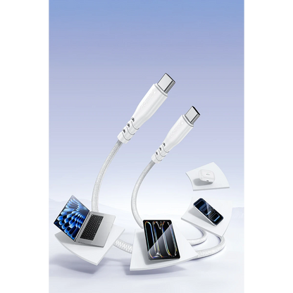 Yesido YC109 45W Çift Type-C Çıkışlı ve 1M Type-C to Type-C Kablolu PD Şarj Cihazı - Beyaz