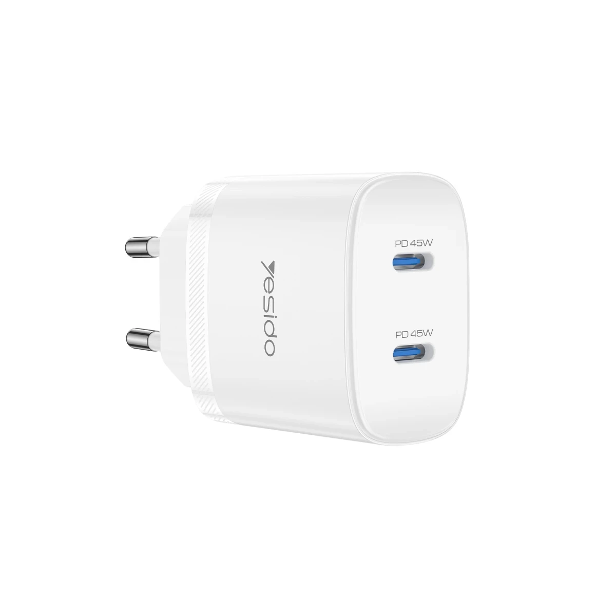 Yesido YC109 45W Çift Type-C Çıkışlı ve 1M Type-C to Type-C Kablolu PD Şarj Cihazı - Beyaz