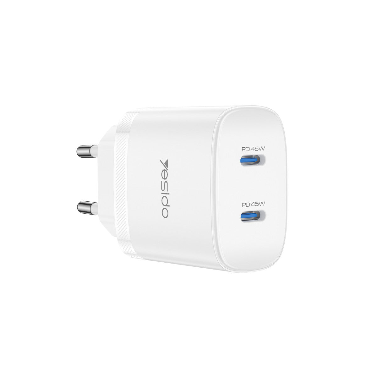 Yesido YC109 45W Çift Type-C Çıkışlı ve 1M Type-C to Type-C Kablolu PD Şarj Cihazı