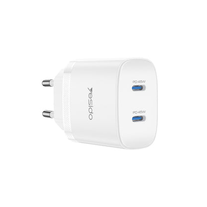 Yesido YC109 45W Çift Type-C Çıkışlı ve 1M Type-C to Type-C Kablolu PD Şarj Cihazı