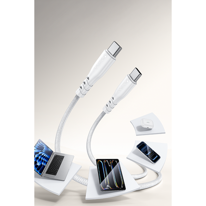 Yesido YC110 45W USB-A ve Type-C Çıkışlı 1M Type-C to Type-C Kablolu PD Hızlı Şarj Cihazı - Beyaz