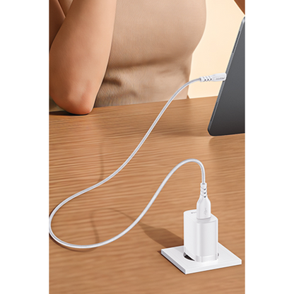 Yesido YC111 18W USB-A QC 3.0 Çıkışlı A to Type-C Kablolu Hızlı Şarj Cihazı - Beyaz
