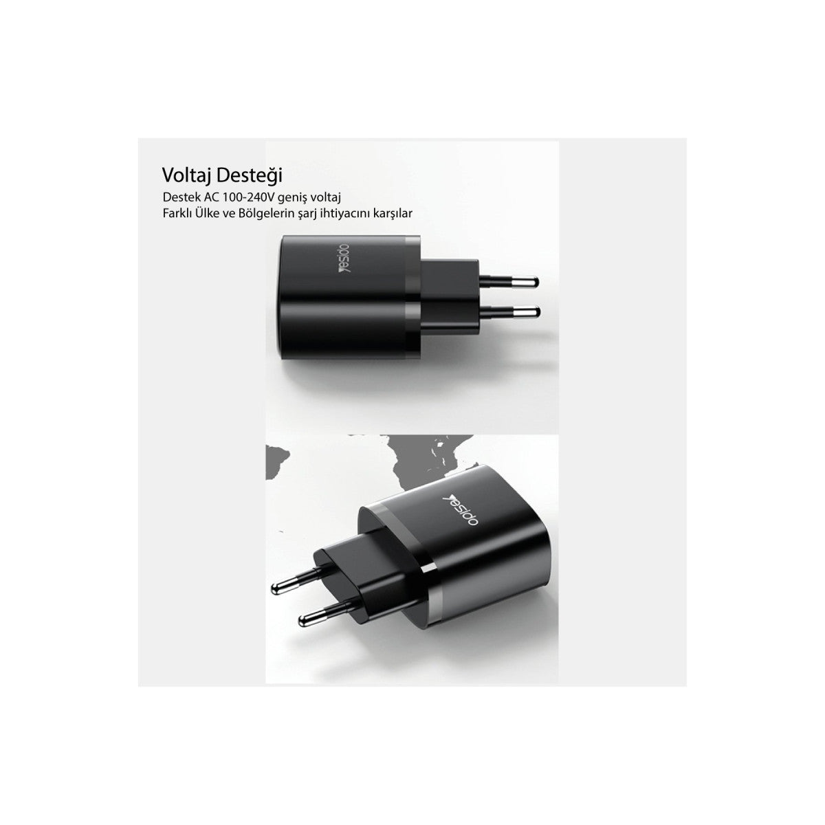 Yesido YC54 2 Adet 20W Type-C Çıkışlı ve 1M 27W Type-C to Lightning Kablolu PD Şarj Cihazı