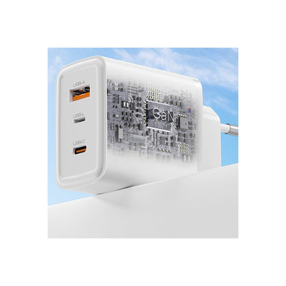 Yesido YC70 1 Adet 65W Type-C / 1 Adet 30W USB ve 1 Adet 45W Lightning Çıkışlı Ekstra 2M Type-C to Ligtning Kablolu GAN Hızlı Şarj Cihazı