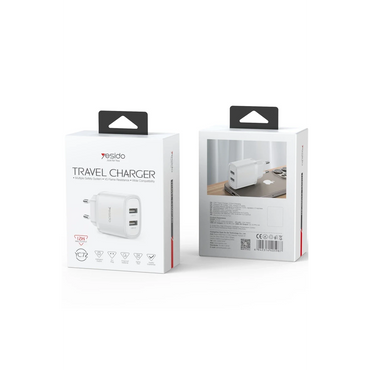 Yesido YC72 2 Adet 12W USB Çıkışlı Hızlı Şarj Cihazı - Beyaz