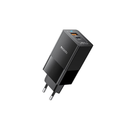 Yesido YC73 1 Adet 65W Type-C / 1 Adet 18W USB Çıkışlı Ekstra 1M Type-C to Type-C Kablolu GAN Hızlı Şarj Cihazı