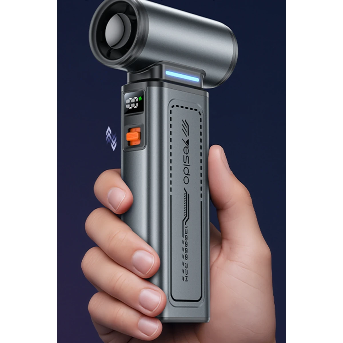 Yesido YF19 Dijital Göstergeli 130.000 RPM Brushless Motorlu 10.000Pa Vakum ve Güçlü Üfleme Özellikli 8000mAh Çift Bataryalı Hava Kompresörü - Siyah