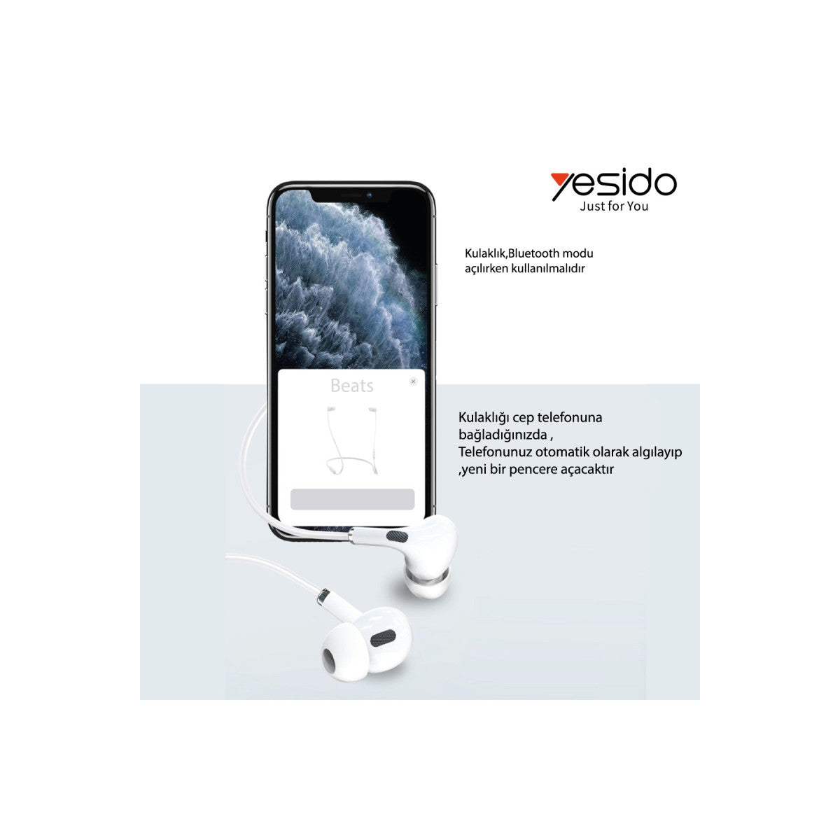 Yesido YH34 1.2M Yüksek Baslı Lightning Bluetooth Kablolu Kulaklık