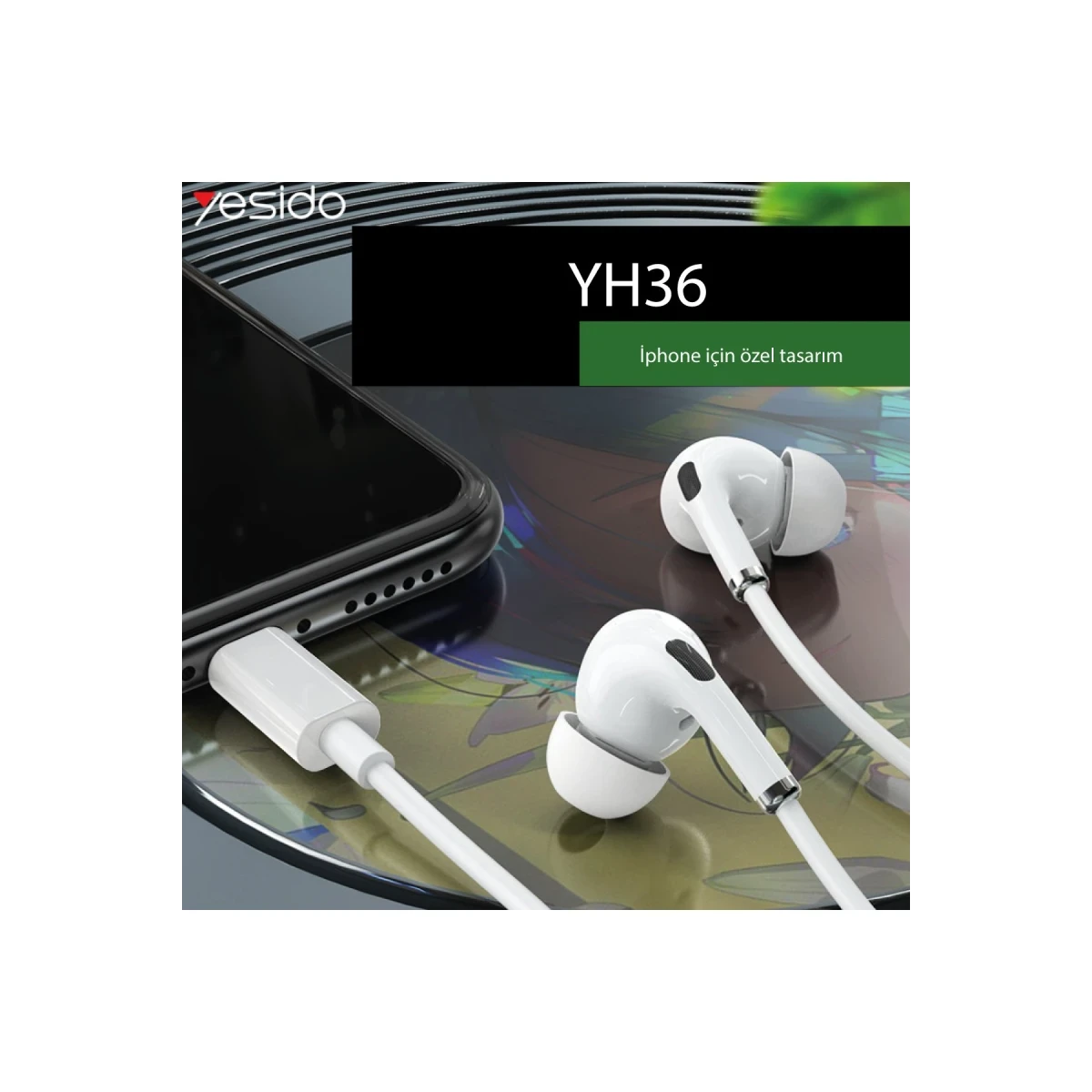 Yesido YH36 Aktif Gürültü Engelleyici Özellikli Lightning Kablolu Kulaklık - Beyaz