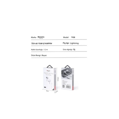 Yesido YH36 Aktif Gürültü Engelleyici Özellikli Lightning Kablolu Kulaklık - Beyaz