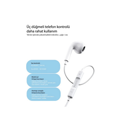 Yesido YH37 1.2M Lightning Bluetooth Kablolu Kulaklık - Beyaz