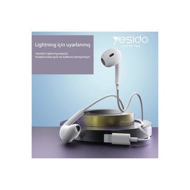 Yesido YH37 1.2M Lightning Bluetooth Kablolu Kulaklık - Beyaz