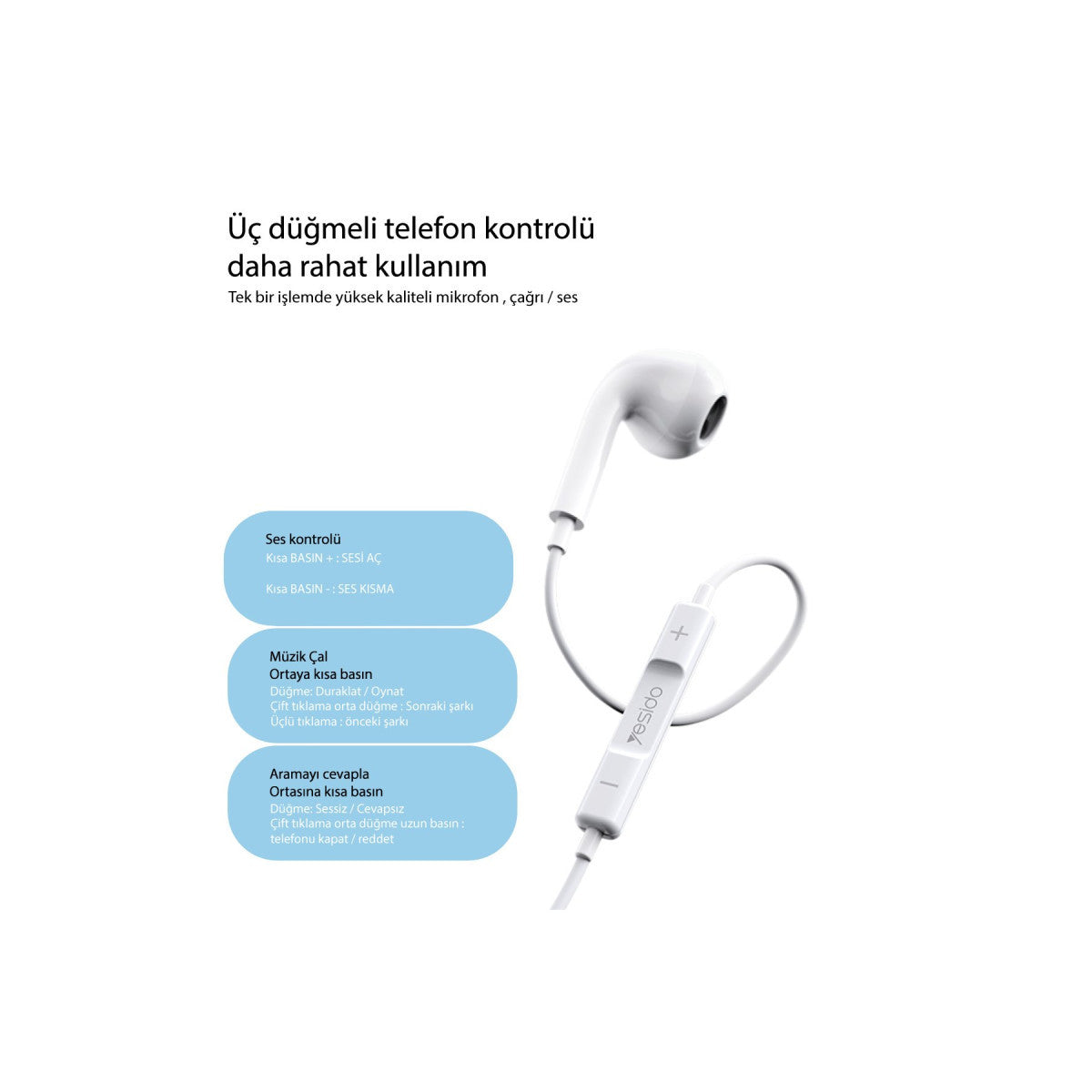 Yesido YH37 1.2M Lightning Bluetooth Kablolu Kulaklık