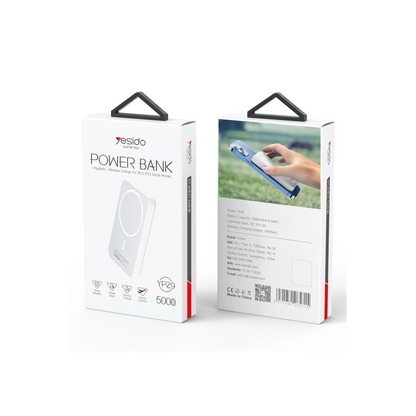 Yesido YP29 5.000 mAh Kablosuz Şarjlı Magsafe Powerbank - Beyaz