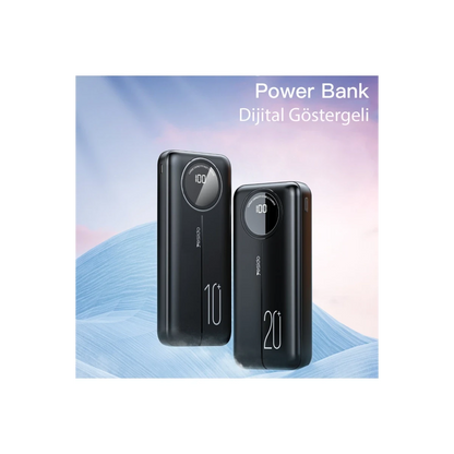 Yesido YP40 10.000 mAh Dijital Göstergeli USB3.0 PD Hızlı Şarj Powerbank - Siyah