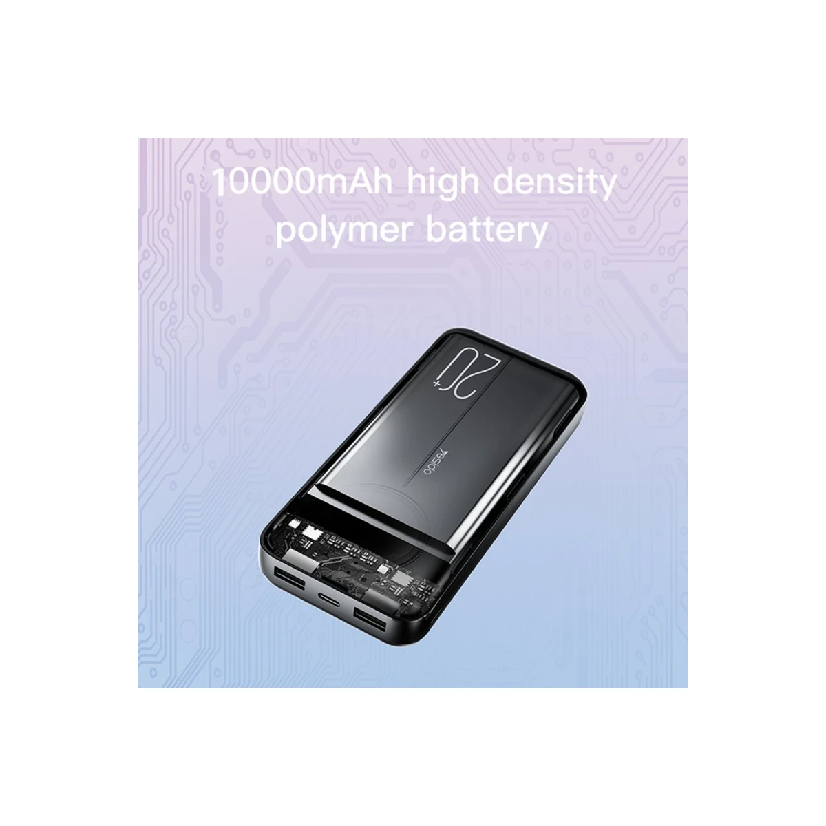 Yesido YP40 10.000 mAh Dijital Göstergeli USB3.0 PD Hızlı Şarj Powerbank - Siyah