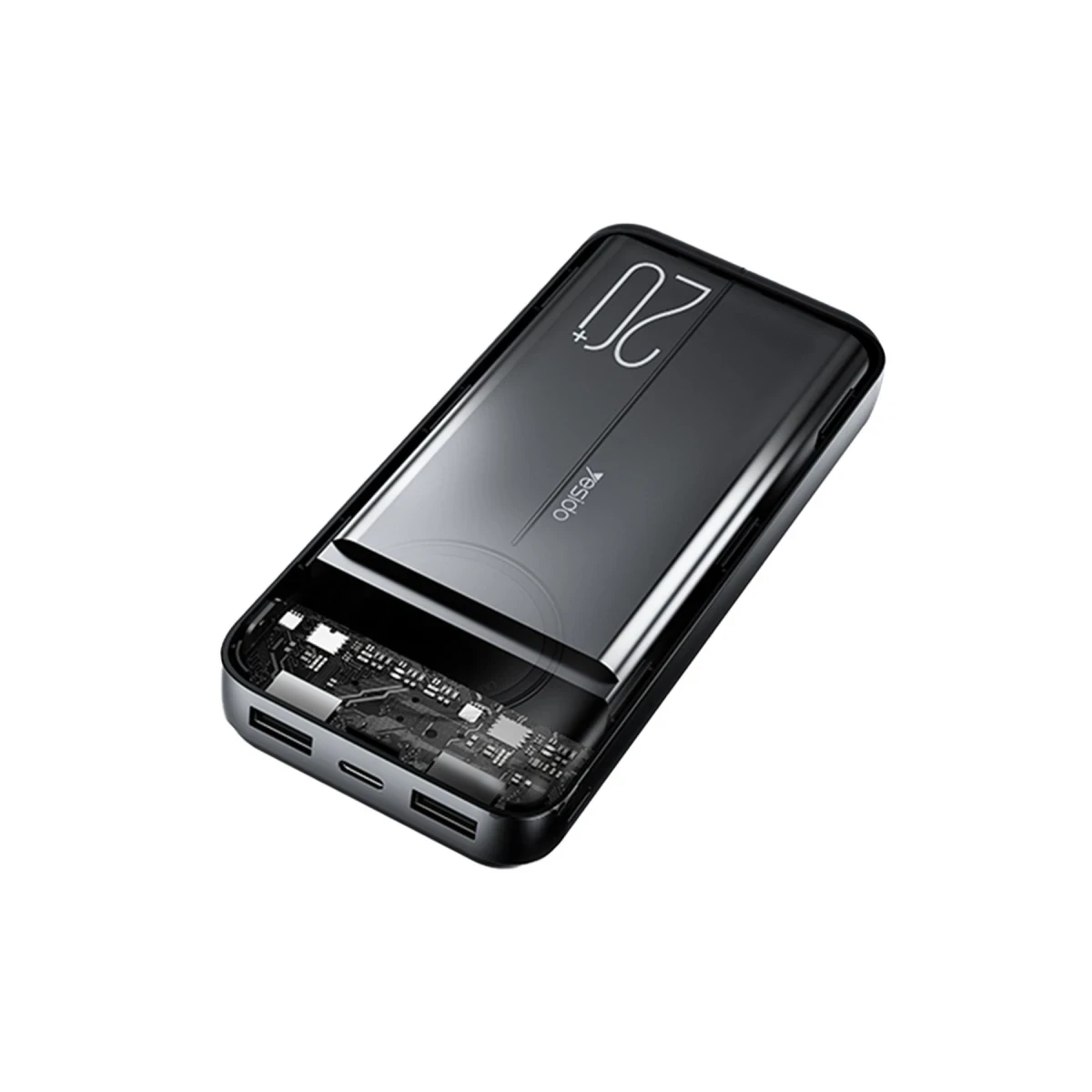 Yesido YP40 10.000 mAh Dijital Göstergeli USB3.0 PD Hızlı Şarj Powerbank - Siyah