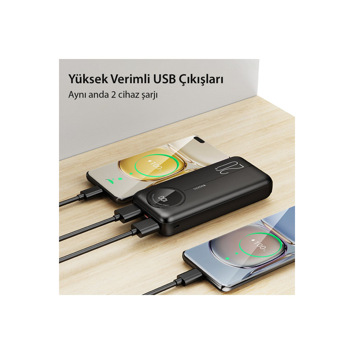 Yesido YP40 10.000 mAh Dijital Göstergeli USB3.0 PD Hızlı Şarj Powerbank