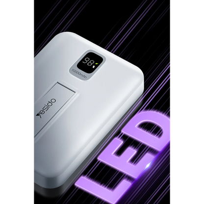 Yesido YP45 10.000 mAh 20W Dijital Göstergeli 15W Kablosuz Şarjlı Standlı Magsafe PD Hızlı Şarj Powerbank - Beyaz