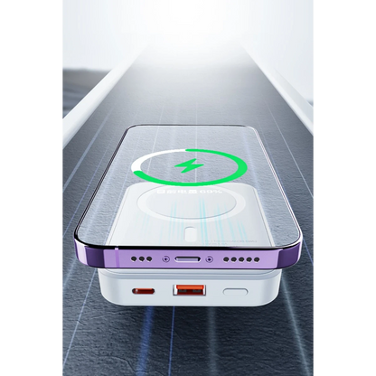 Yesido YP45 10.000 mAh 20W Dijital Göstergeli 15W Kablosuz Şarjlı Standlı Magsafe PD Hızlı Şarj Powerbank - Beyaz