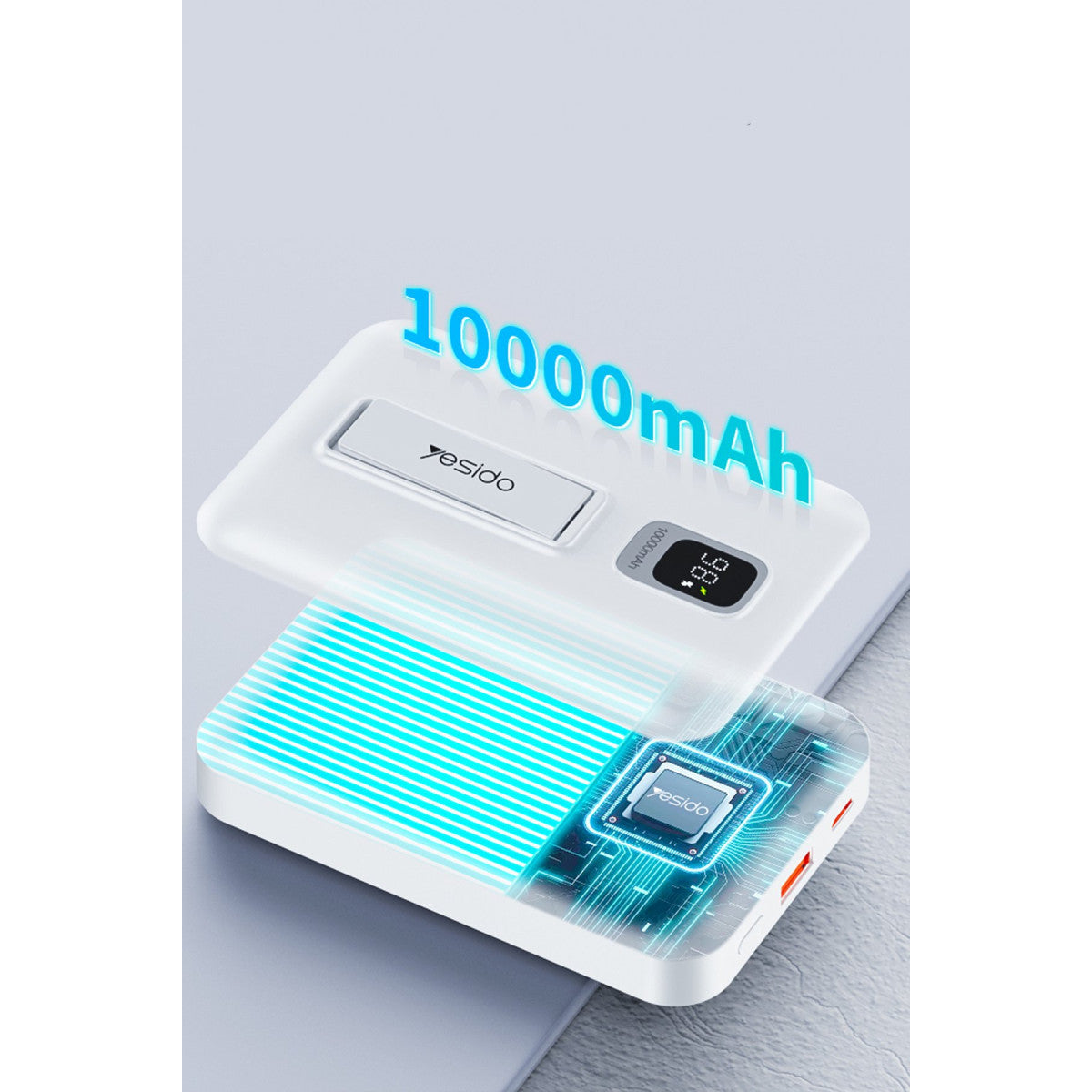 Yesido YP45 10.000 mAh 20W Dijital Göstergeli 15W Kablosuz Şarjlı Standlı Magsafe PD Hızlı Şarj Powerbank
