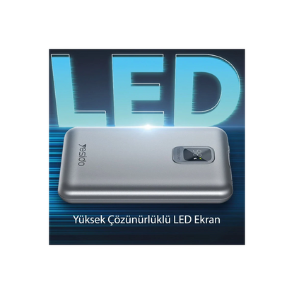 Yesido YP46 10.000 mAh 22.5W Dijital Göstergeli USB3.0 PD Hızlı Şarj Powerbank - Gri