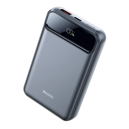 Yesido YP49 10.000 mAh Dijital Göstergeli 22.5W USB 3.0 / 20W Type-C Çıkışlı ve 15W Kablosuz Şarjlı PD Hızlı Şarj Magsafe Powerbank - Siyah