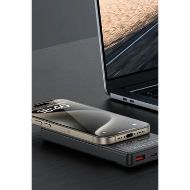 Yesido YP57 10.000 mAh Led Şarj Göstergeli 22.5W USB3.0 ve 20W Type-C Çıkışlı 15W Kablosuz Şarjlı PD Hızlı Şarj Magsafe Powerbank - Siyah