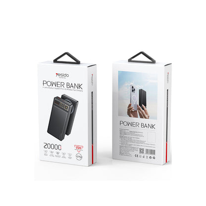 Yesido YP58 20.000 mAh Led Şarj Göstergeli 22.5W USB3.0 ve 20W Type-C Çıkışlı 15W Kablosuz Şarjlı PD Hızlı Şarj Magsafe Powerbank