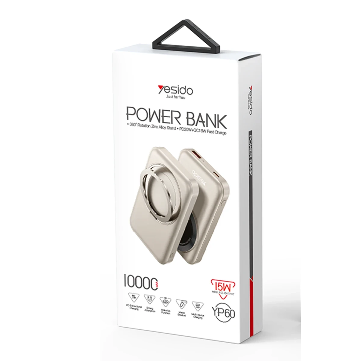 Yesido YP60 10.000 mAh 20W Type-C 18W USB ve 15W Kablosuz Şarj Çıkışlı PD Magsafe Powerbank - Gold