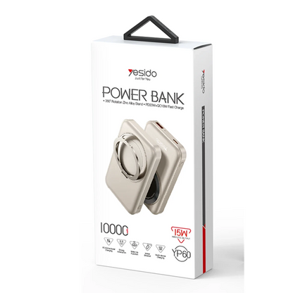 Yesido YP60 10.000 mAh 20W Type-C 18W USB ve 15W Kablosuz Şarj Çıkışlı PD Magsafe Powerbank - Gold