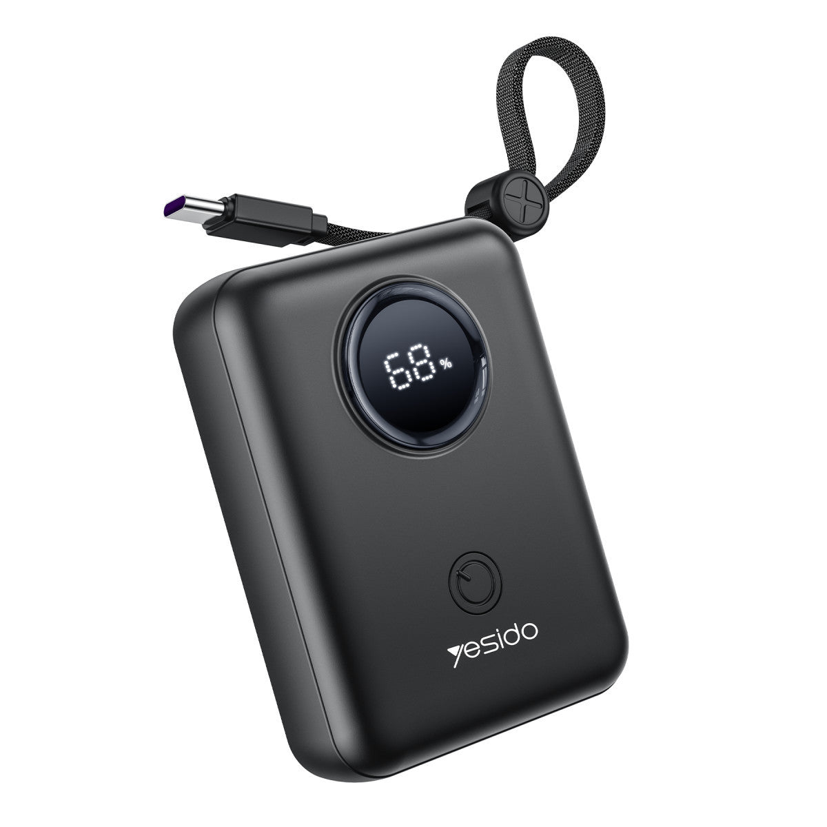 Yesido YP64 10.000 mAh Dijital Göstergeli Dahili Type-C ve Lightning Kablolu PD Mini Powerbank